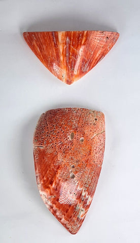 2 PIECES OF SPINY OYSTER POLISHED PERU JEWELRY PENDANT BB134