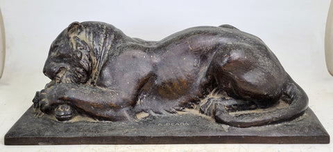 LION SCULPTURE BRONZE BY SCULPTOR ARTEMIO OCAÑA 34 cms. PERU