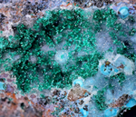 9cm GEM BROCHANTITE CHRYSOCOLLA MALACHITE DRUZY QUARTZ DIOPTASE ? CHILE ZB27
