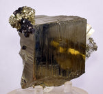 8.5cms PYRITE CUBIC QUARTZ CALCITE PERU SHINY CRYSTALS MINERAL COLLECTOR MB112