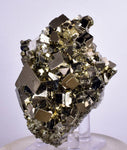 7.6cms PYRITE CUBICL PERU SHINY CRYSTALS QUARTZ MINERAL SPECIMEN COLLECTOR MB71