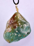 GEM BLUE OPAL SCENIC PERU TUMBLED PENDANT BLACK NECKLACE SEASCAPE JEWELRY JB14