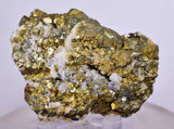 5.1cms PYRITE CHALCOPYRITE CUBIC QUARTZ  PERU SHINY CRYSTALS MINERAL MB109