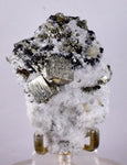 7.2cms PYRITE CUBIC QUARTZ CALCITE PERU SHINY CRYSTALS MINERAL COLLECTOR MB23