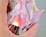 775grs. PINK OPAL NATURAL GLOBE FISH ? PERU ROUGH TRANSLUCENT CORAL COLOR PB99