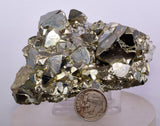7.6cms PYRITE OCTAHEDRAL PERU SHINY CRYSTALS MINERAL SPECIMEN COLLECTOR MB88