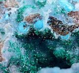 9cm GEM BROCHANTITE CHRYSOCOLLA MALACHITE DRUZY QUARTZ DIOPTASE ? CHILE ZB27