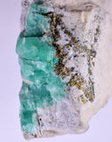 4.9cms GEM EMERALD CRYSTAL PYRITE CALCITE QUARTZ COLOMBIA MINERAL SPECIMEN EB35