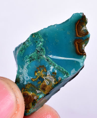 5.5grs GEM SILICA CHRYSOCOLLA LILY MINE PERU CHALCEDONY QUARTZ BLUE ROUGH SB156