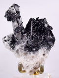 8.8cm GEM TOURMALINE SCHORL TWIN QUARTZ SHINY CRYSTALS PERU MINERAL SPECIMEN WB4