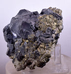 9.8cms GALENA QUARTZ PYRITE CRYSTAL CUBIC PERU MINERAL SPECIMEN  GB18