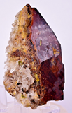 8.2cms  GEM GARNET  BANDED QUARTZ EPIDOTE CRYSTALS PERU SHINY SHARP RARE GB65