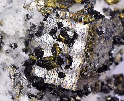 10.5cms GEM PYRITE APATITE SCHEELITE (?) SPHALERITE QUARTZ PERU CRYSTALS MB129