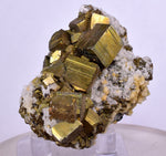 5.1cms PYRITE CHALCOPYRITE CUBIC QUARTZ  PERU SHINY CRYSTALS MINERAL MB109