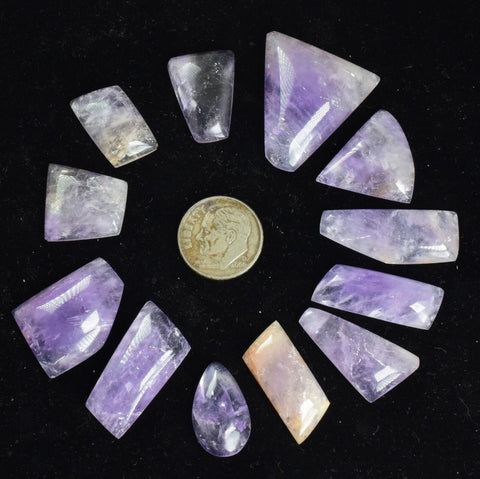 LOT 12 AMETHYST CABOCHONS QUARTZ  BOLIVIA JEWELRY PENDANT BB326