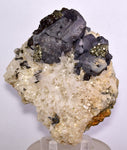 12cms GALENA QUARTZ PYRITE CRYSTAL CUBIC PERU MINERAL SPECIMEN  GB37