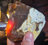 9cms GOLDEN AGATE CHALCEDONY ? BANDED ROUGH CHOCOLATE TRANSLUCENT PERU AB220