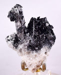 8.8cm GEM TOURMALINE SCHORL TWIN QUARTZ SHINY CRYSTALS PERU MINERAL SPECIMEN WB4