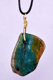 GEM BLUE OPAL SCENIC PERU TUMBLED PENDANT BLACK NECKLACE SEASCAPE JEWELRY JB16