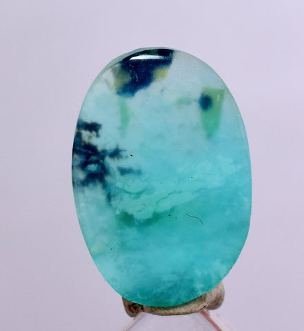 1.5ct GEM BLUE OPAL SCENIC CABOCHON PERU SEASCAPE PENDANT JEWELRY BB362