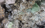 15.5cms GEOCRONITE GREEN FLUORITE  CRYSTAL GALENA PERU MILPO PERU SHINY KB22