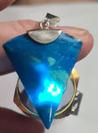 3.8cms BLUE OPAL SCENIC CABOCHON SILVER 950 PERU SEASCAPE PENDANT JEWELRY BB154
