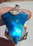3.8cms BLUE OPAL SCENIC CABOCHON SILVER 950 PERU SEASCAPE PENDANT JEWELRY BB154