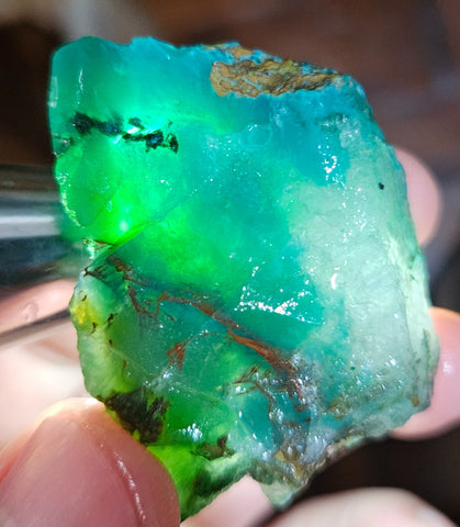 46grs GEM SILICA CHRYSOCOLLA LILY MINE PERU CHALCEDONY QUARTZ BLUE ROUGH SB136