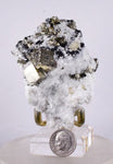 7.2cms PYRITE CUBIC QUARTZ CALCITE PERU SHINY CRYSTALS MINERAL COLLECTOR MB23