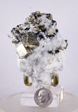 7.2cms PYRITE CUBIC QUARTZ CALCITE PERU SHINY CRYSTALS MINERAL COLLECTOR MB23
