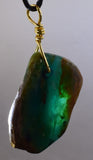 GEM BLUE OPAL SCENIC PERU TUMBLED PENDANT BLACK NECKLACE SEASCAPE JEWELRY JB16