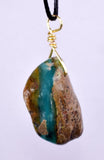 GEM BLUE OPAL SCENIC PERU TUMBLED PENDANT BLACK NECKLACE SEASCAPE JEWELRY JB16