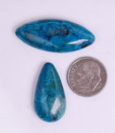 2  BLUE CHRYSOCOLLA QUARTZ MALACHITE PERU SCENIC CABOCHON PENDANT BB90