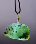 GEM BLUE OPAL SCENIC PERU TUMBLED PENDANT BLACK NECKLACE SEASCAPE JEWELRY JB13