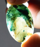 20carats  BLUE CHRYSOCOLLA QUARTZ MALACHITE PERU SCENIC CABOCHON PENDANT BB87