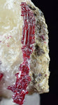 4.4CMS PROUSTITE RUBY SILVER TWIN CRYSTALS MOROCCO CALCITE MINERAL SPECIMEN HB1