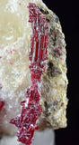 4.4CMS PROUSTITE RUBY SILVER TWIN CRYSTALS MOROCCO CALCITE MINERAL SPECIMEN HB1
