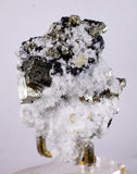 7.2cms PYRITE CUBIC QUARTZ CALCITE PERU SHINY CRYSTALS MINERAL COLLECTOR MB23