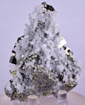 7.1cms PYRITE CUBIC QUARTZ CALCITE PERU SHINY CRYSTALS MINERAL COLLECTOR MB124