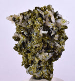 3.8cms EPIDOTE QUARTZ CRYSTALS PERU CLUSTER COLLECTOR GREEN COLOR MINERAL CB145