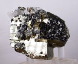 6.5cms PYRITE CUBIC QUARTZ CALCITE PERU SHINY CRYSTALS MINERAL COLLECTOR MB21