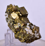 5.1cms PYRITE CHALCOPYRITE CUBIC QUARTZ  PERU SHINY CRYSTALS MINERAL MB109
