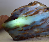 1.6Kg 31cm BLUE OPAL PERU SLAB SCENIC SEASCAPE SCULPTURE ROUGH LANDSCAPE OB152