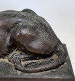 LION SCULPTURE BRONZE BY SCULPTOR ARTEMIO OCAÑA 34 cms. PERU