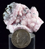3.9cms RHODOCHROSITE ROSETTE PYRITE QUARTZ PERU PINK CRYSTALS MINERAL RB403
