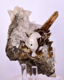 11cms CALCITE TOOTH DOG WITH QUARTZ CRYSTALS PERU SHINY MINERAL SPECIMEN QB103