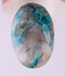 20carats  BLUE CHRYSOCOLLA QUARTZ MALACHITE PERU SCENIC CABOCHON PENDANT BB87