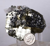 6.5cms PYRITE CUBIC QUARTZ CALCITE PERU SHINY CRYSTALS MINERAL COLLECTOR MB21
