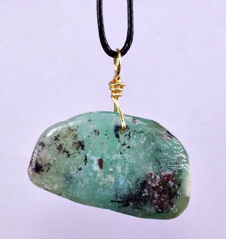 GEM BLUE OPAL SCENIC PERU TUMBLED PENDANT BLACK NECKLACE SEASCAPE JEWELRY JB13