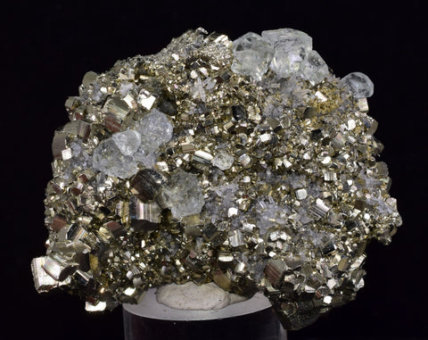 5.4cms PYRITE CUBIC FLUORITE PERU SHINY CRYSTALS MINERAL COLLECTOR MB133